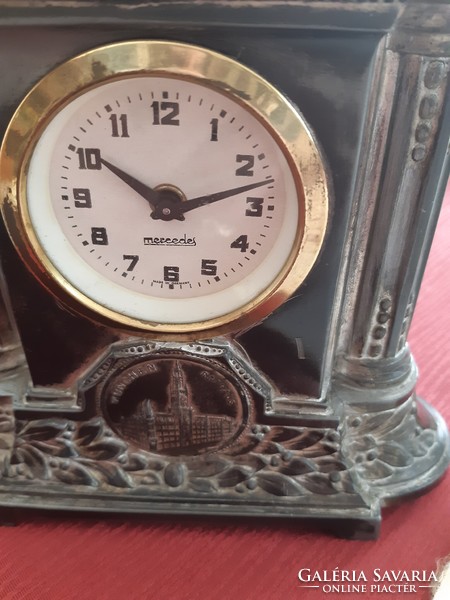 Antique bronze mechanical table clock 26x6x20cm
