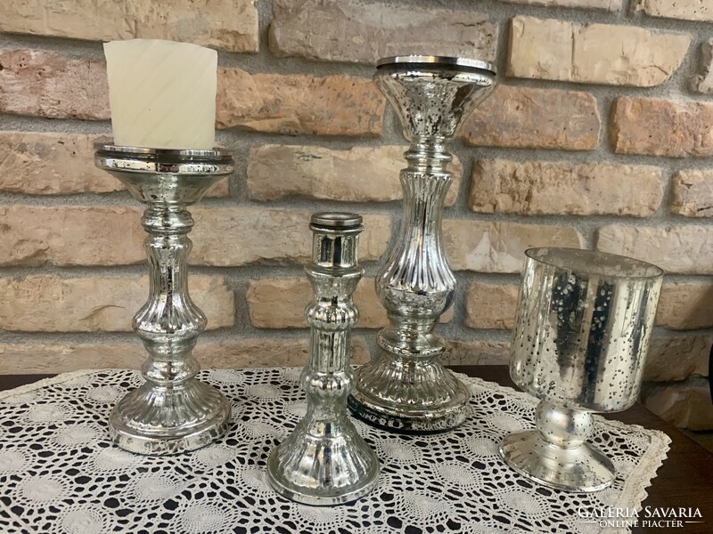 Cracked old glass candle holders