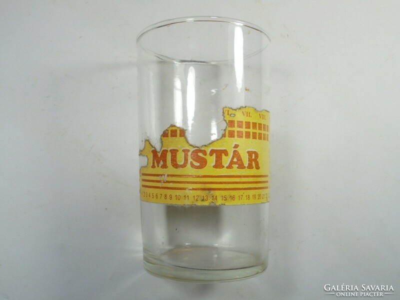 Retro papír címkés pohár üveg - Mustár mustáros - Duvél Kft. Dunavarsány - 1990-es évek