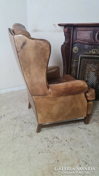 A627 Antik  Angol chesterfield füles bőr fotel
