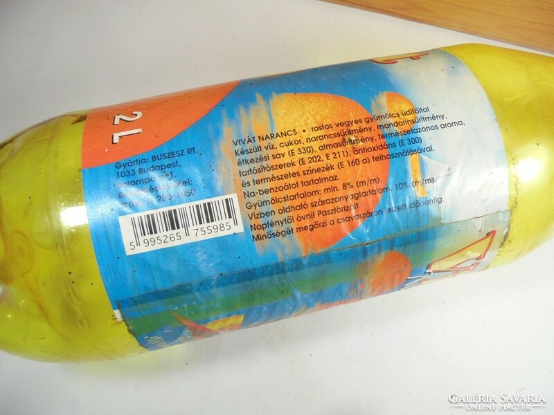 Retro vivát orange juice soft drink soft drink bottle - paper label, plastic bottle - 1998
