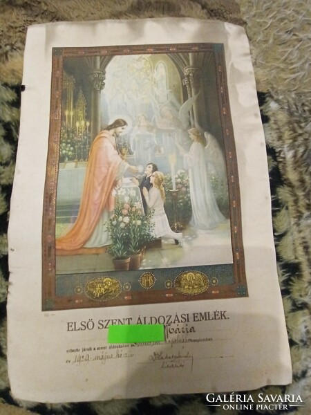 First Communion commemorative card from 1929 39x26 cm