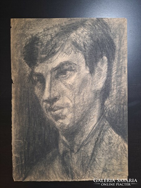 Male portrait - charcoal drawing, 42x30 cm