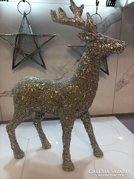 Karácsonyi glitteres ezüst szarvas
