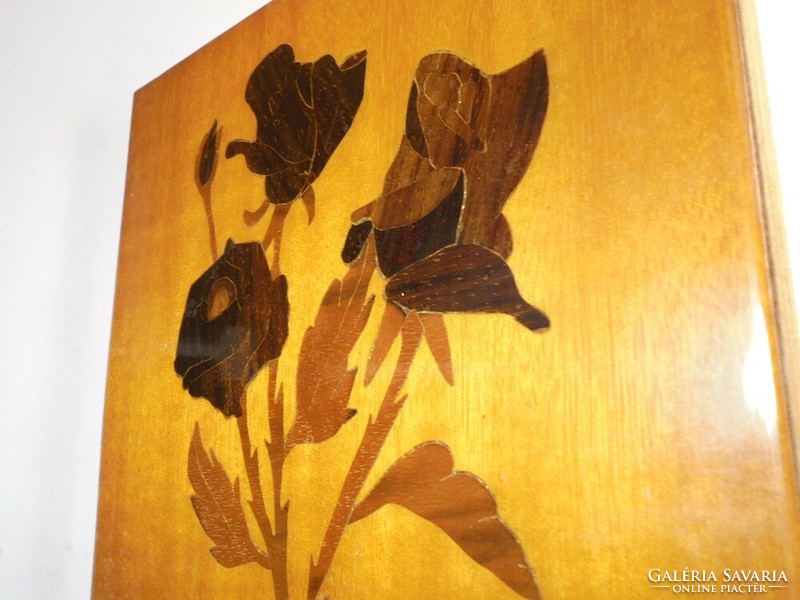 Retro old rose flower pattern floral marquetry wall picture hanging picture wood work marquetry picture