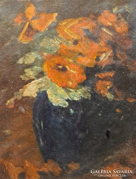 Flower still life - poppies, oil on canvas, full size 26x32 cm