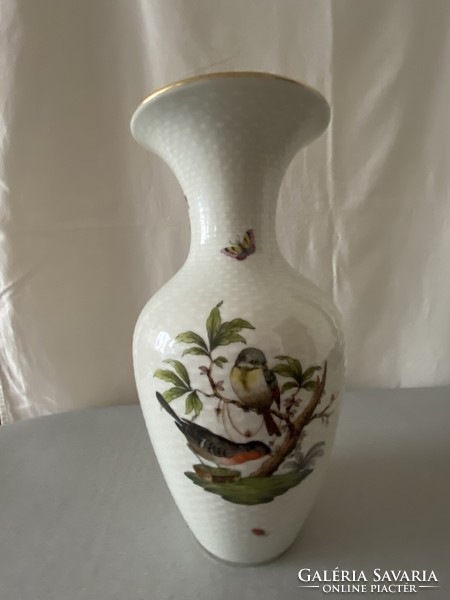 Herendi porcelán váza, Rothschild mintás dekorral, pecsétes jelzéssel.