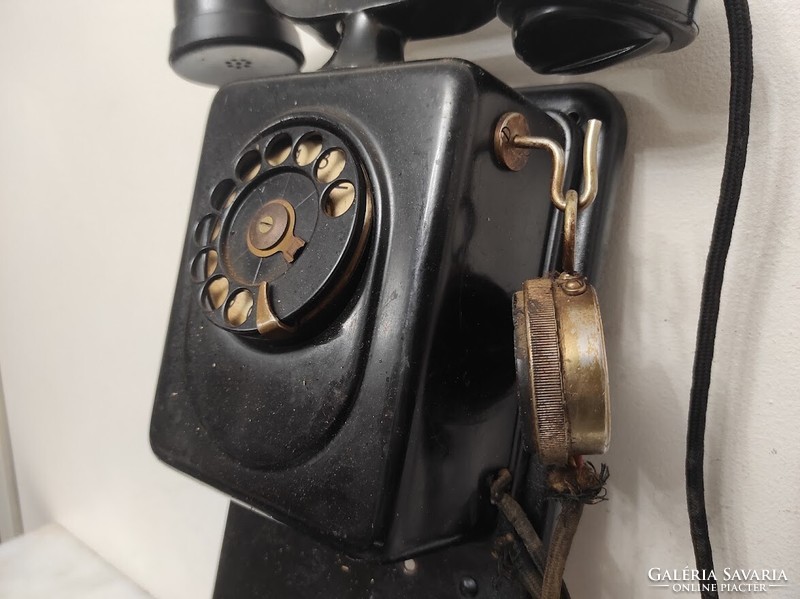 Antik telefon nagy fali fém tárcsás készülék kagylóval fülhallgatóval 326 6235