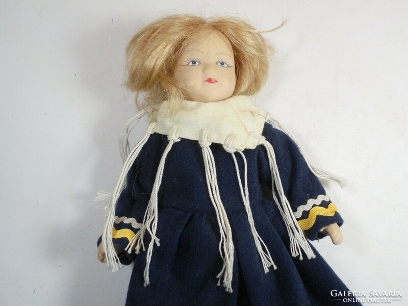 Retro vintage old toy porcelain doll in folk costume - Eastern European - height: 22 cm