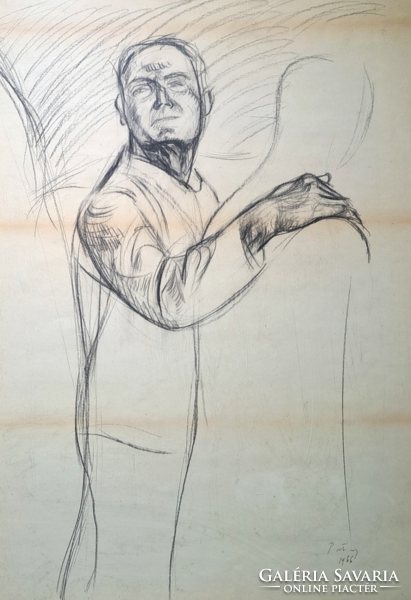 Patay: Visszatekintés - 1966, grafitceruzarajz, teljes méret 64x46 cm