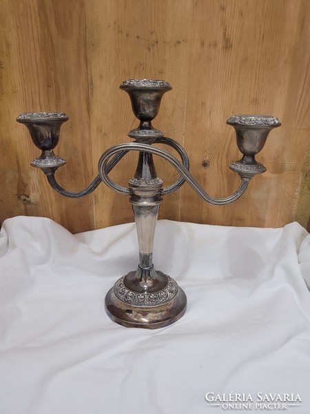 Incandescent, English, three-pronged candlestick, antique candelabra