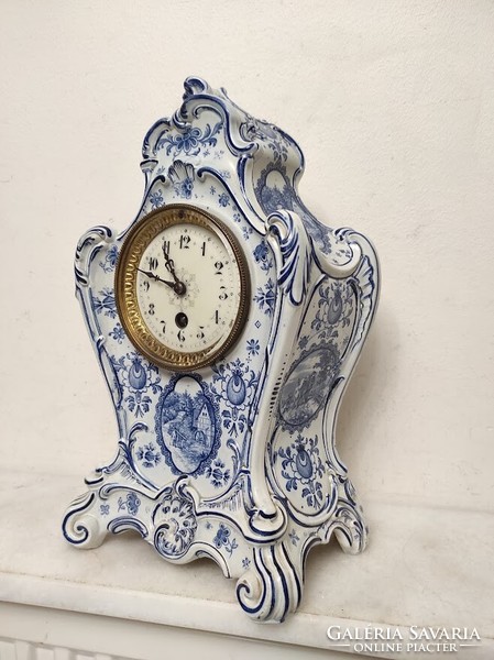 Antik óra bútoróra Delft delfti porcelán tokban felesütős szerkezet 305 6206