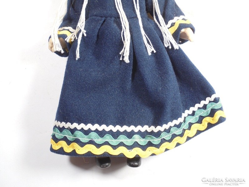 Retro vintage old toy porcelain doll in folk costume - Eastern European - height: 22 cm