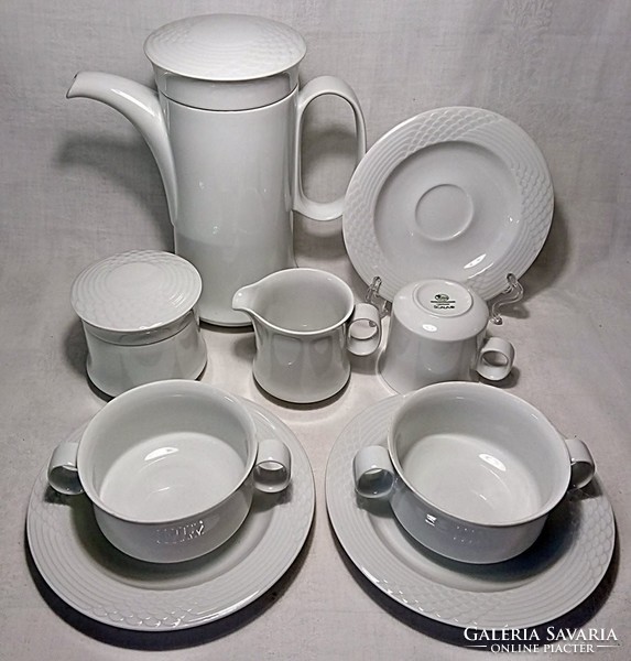 Hutschenreuther scala bone white embossed pattern designed porcelain set.