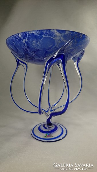 Josefina Krosno üveg manufaktúrában készült Deco Glass, lengyel design üveg kínálótál
