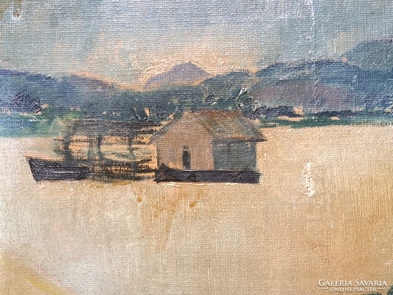 István Biai-föglein (1905-1974): water mill (oil, canvas 48x48 cm)