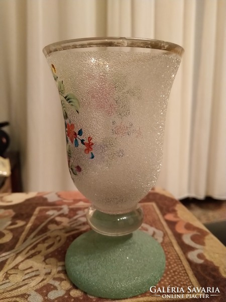 Antik biedermeier rózsás kehely pohár az 1800-as évekből