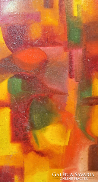 Csaba Krall: color impression - abstract (oil, wood fiber 34x20 cm)