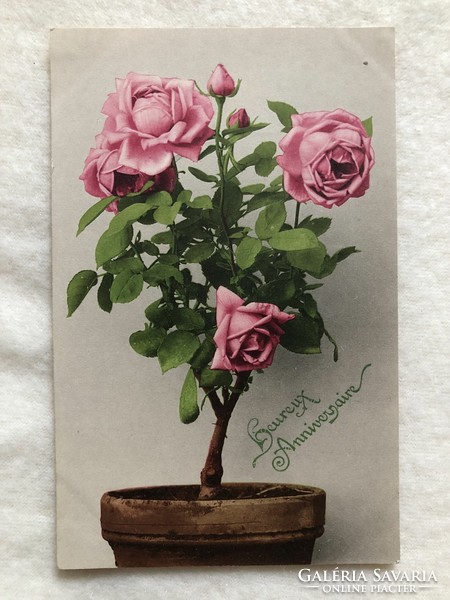 Antik, régi virágos képeslap                                     -2.