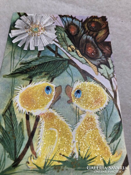 Old embossed and glittery, graphic Easter postcard -2.