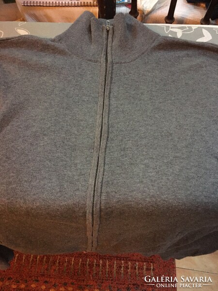 Mid-gray, turtleneck, zip-up men's sweater, cardigan, selected brand, size xl