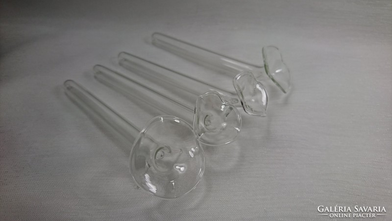 4 Blown glass 11 cm long horizontal violet vases in one