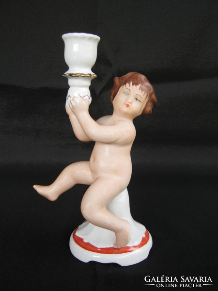 Candle holder porcelain putto