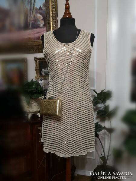 Paccio 38-40 cocktail dress, casual, party dress with gold sequins