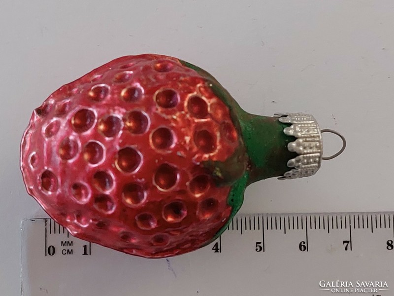 Old glass Christmas tree ornament red strawberry strawberry glass ornament