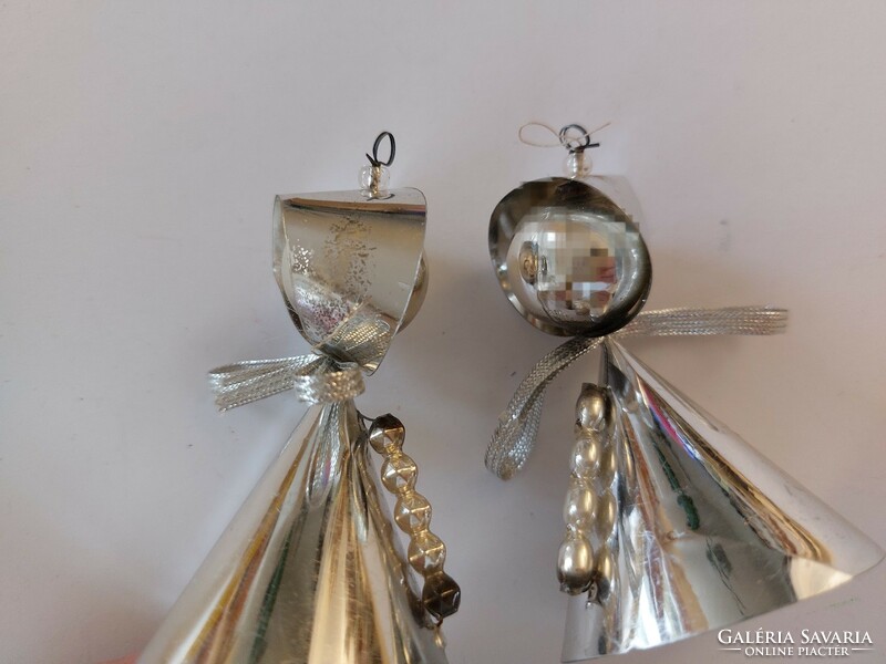 Old glass Christmas tree ornament with scarf silver baby glass ornament 2 pcs