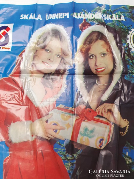 Retro karácsonyi Skála-Coop áruházi reklámszatyor régi reklámcsomagolás