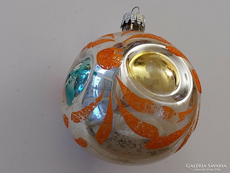 Old glass Christmas tree ornament colorful sphere large glass ornament