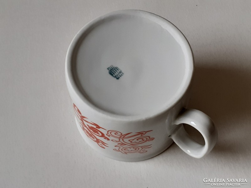 Retro zsolnay porcelain mug with red patterned old tea cup