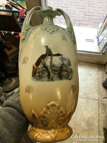 Art Nouveau Austrian ceramic vase, spout, size 45 cm.