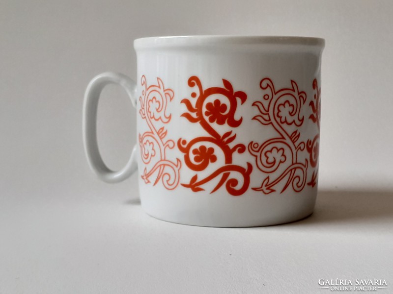 Retro zsolnay porcelain mug with red patterned old tea cup