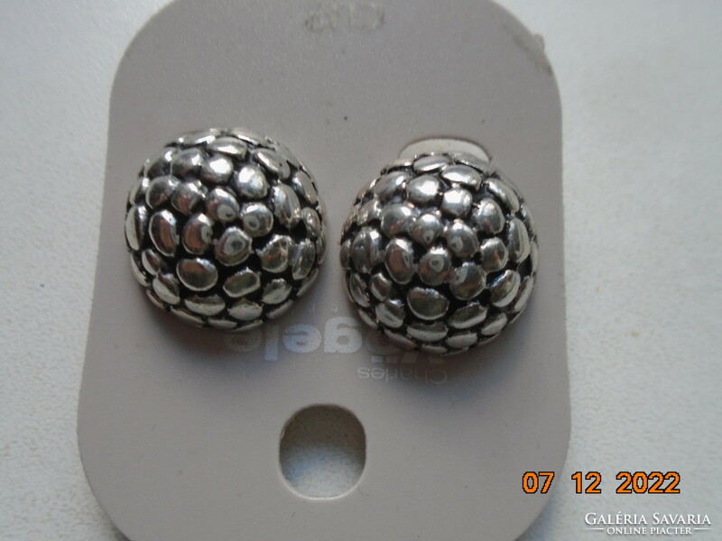 Brand new niello silver-plated raspberry eye-shaped Dutch Almere earrings, clip