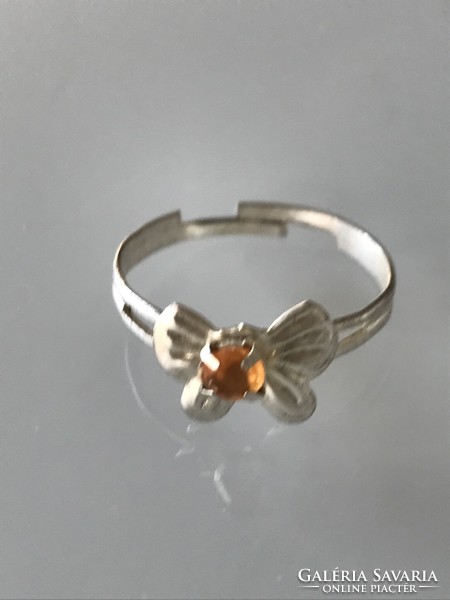 Silver-plated ring with butterfly head,