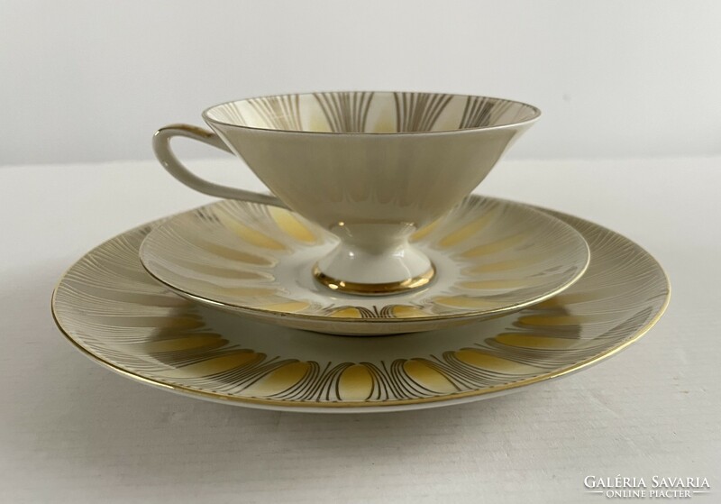Old, vintage, schumann arzberg bavaria 3 pcs 3-piece porcelain, gilded breakfast set, set
