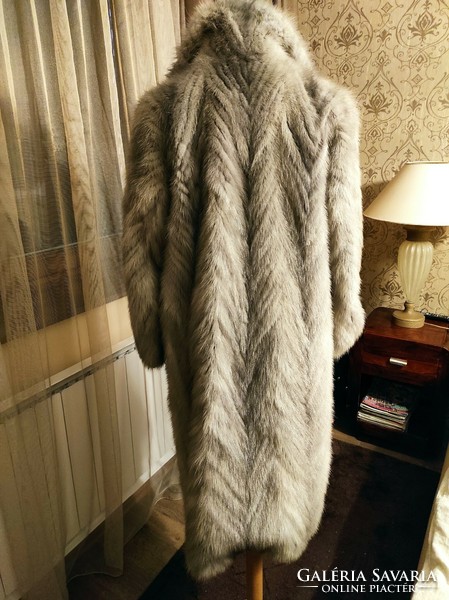 Silver-colored boy's mink real fur coat with a special cut