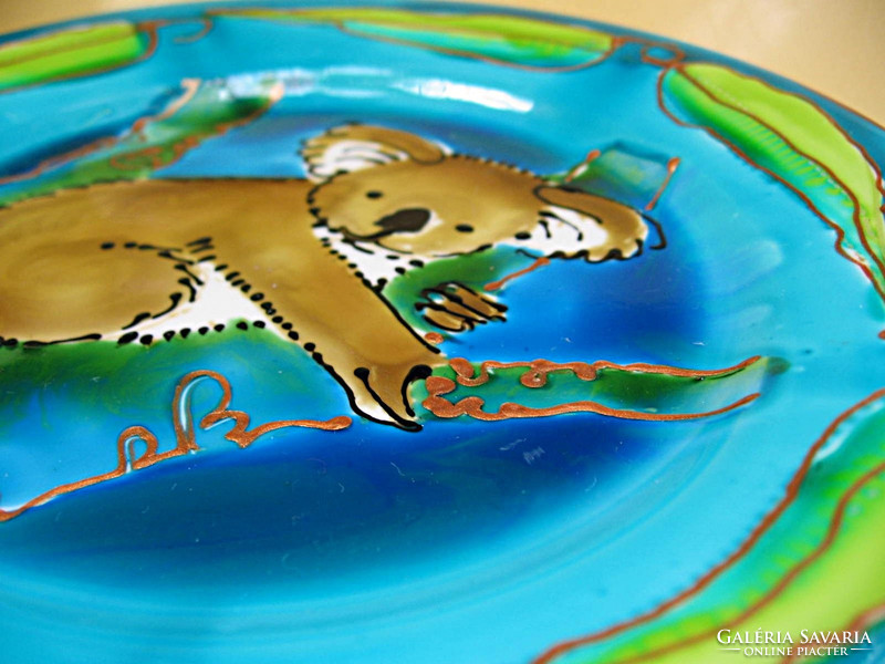 Gyűjtői eredeti ausztrál koala macis művészi, kézzel festett tányér Irene Mayer