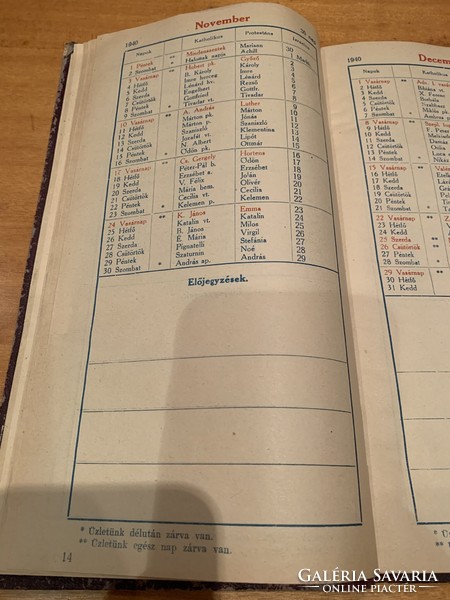 Business appointment calendar 1940