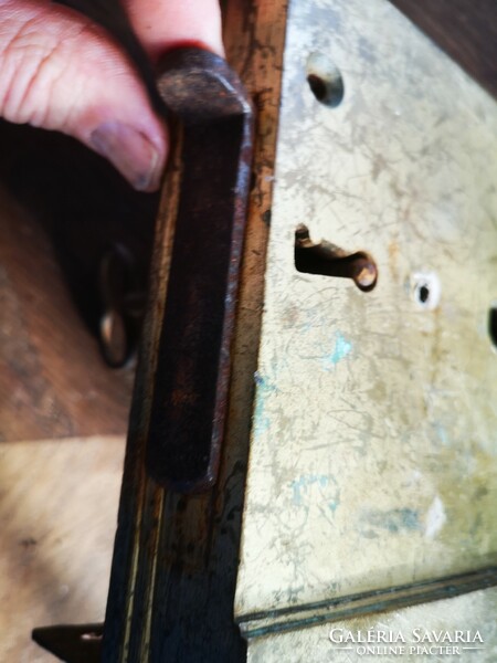 Antique Biedermeier door lock in copper housing l
