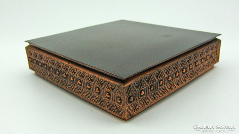 B512 bronze bonbonier cigar box card holder box with wooden inlay - in perfect, beautiful condition