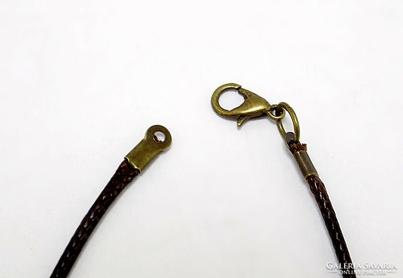 Handmade bronze pendant with textile chain (zal-r75310)