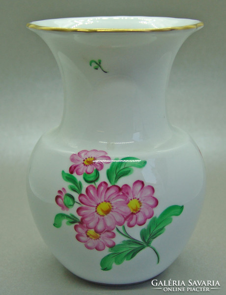 B337 Herendi kiváló állapotú virágmintás váza 14,5 cm
