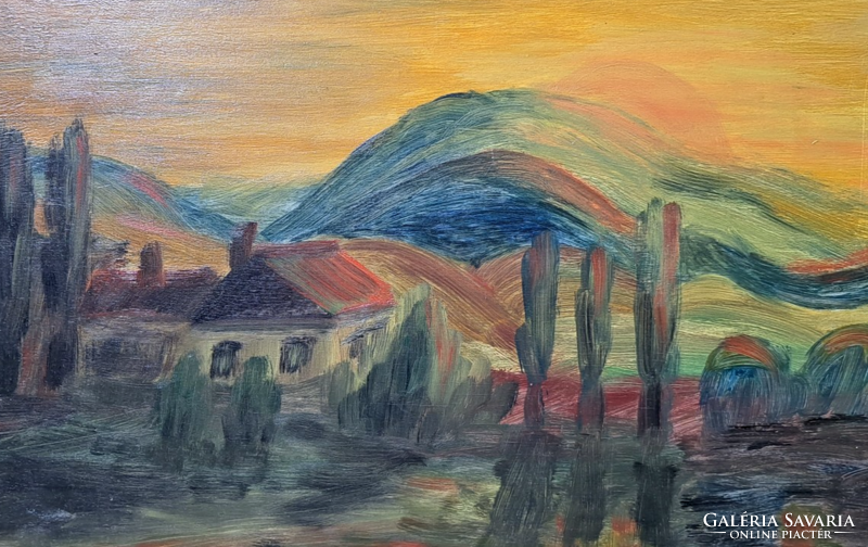 Ester Cserhalmi: sunset - 2012 (oil painting, full size 50x37 cm)
