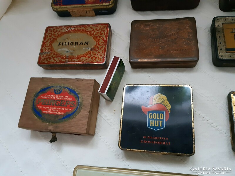 Old metal cigarette cigar boxes