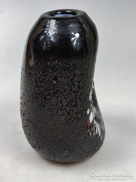 Erdélyi modern iparművészeti egyedi réteges üveg váza - ritkaság