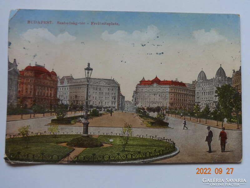 Régi képeslap: Budapest, Szabadság-tér, 1918