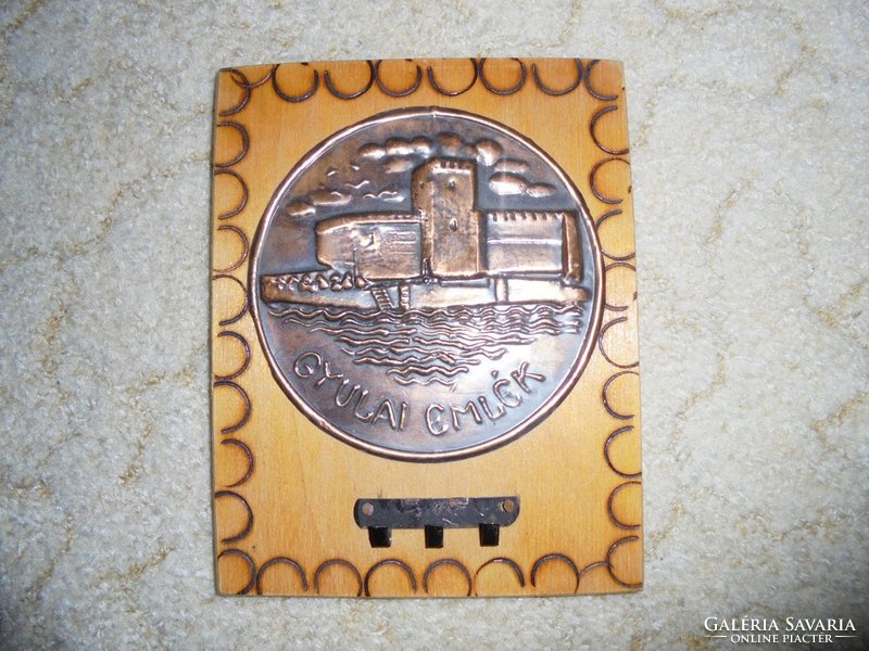 Retro key holder - copper wall relief - Gyula tourist souvenir souvenir key key hanger - 1970s